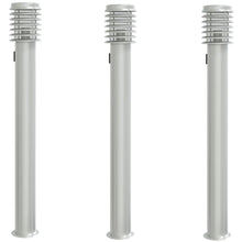 Buitenvloerlampen 3 st stopcontact 110 cm roestvrijstaal zilver