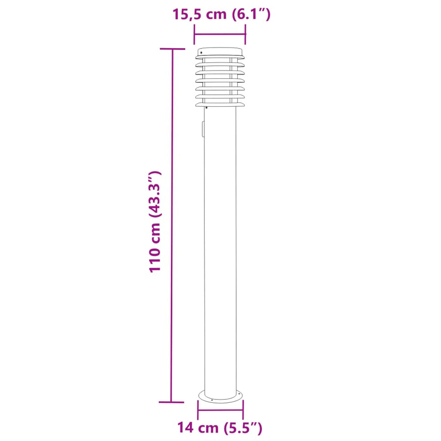 Buitenvloerlampen 3 st stopcontact 110 cm roestvrijstaal zilver