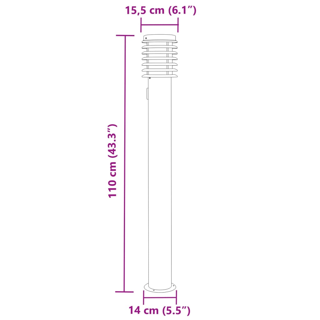 Buitenvloerlamp 110 Cm Roestvrijstaal Zwart 1