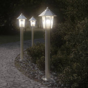 Buiten vloerlamp 3 st 80 cm roestvrijstaal zilver