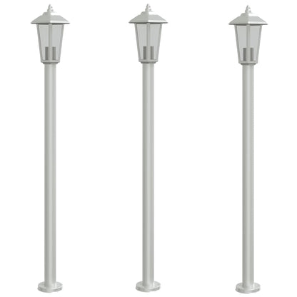 Vloerlamp voor buiten 3 st 120 cm roestvrijstaal zilverkleurig