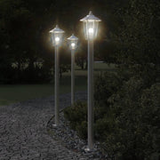 Buiten vloerlamp 3 st 120 cm roestvrijstaal zilver