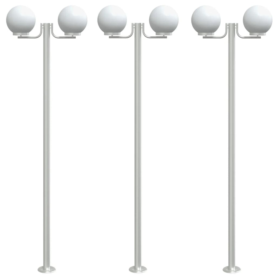 Buitenvloerlampen 3 st 215 cm roestvrij staal zilverkleurig