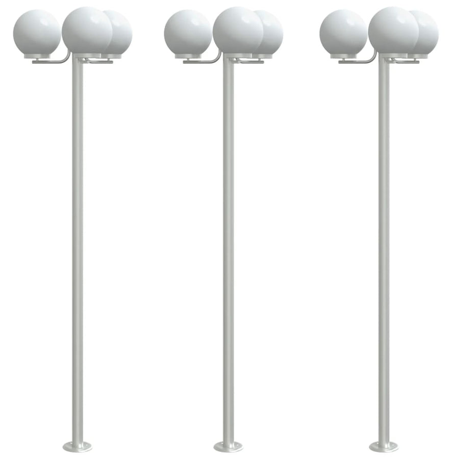 Vloerlamp voor buiten 3 st 215 cm roestvrij staal zilverkleurig