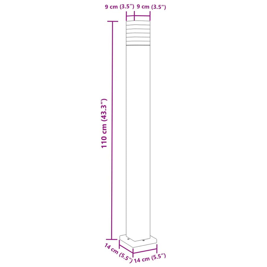 Vloerlampen voor buiten 3 st 110 cm aluminium zwart