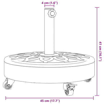 Parasolvoet Met Wielen Voor Stok Van Ø38 / 48 Mm Rond 27 kg