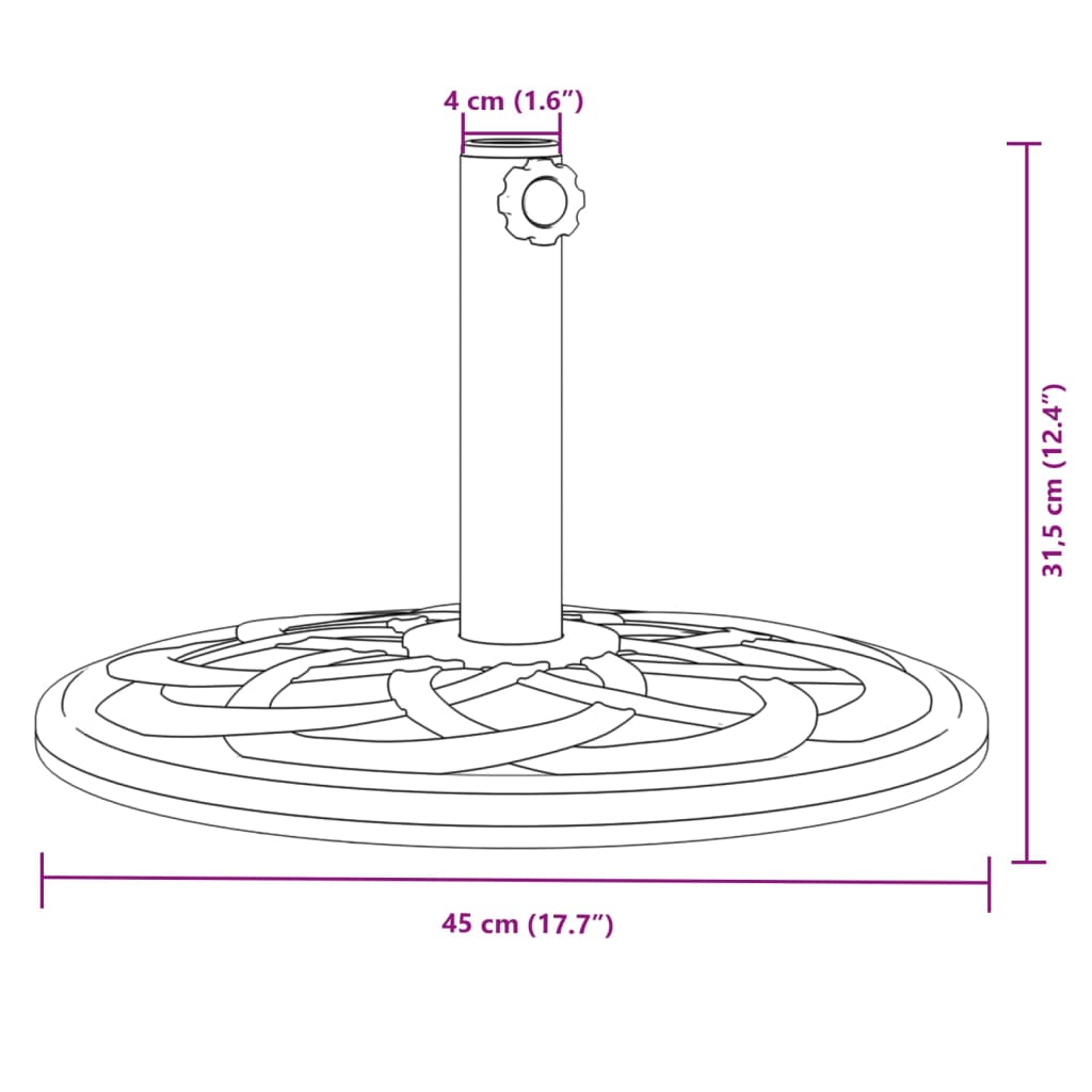Parasolvoet voor stok van Ø38 / 48 mm 12 kg rond