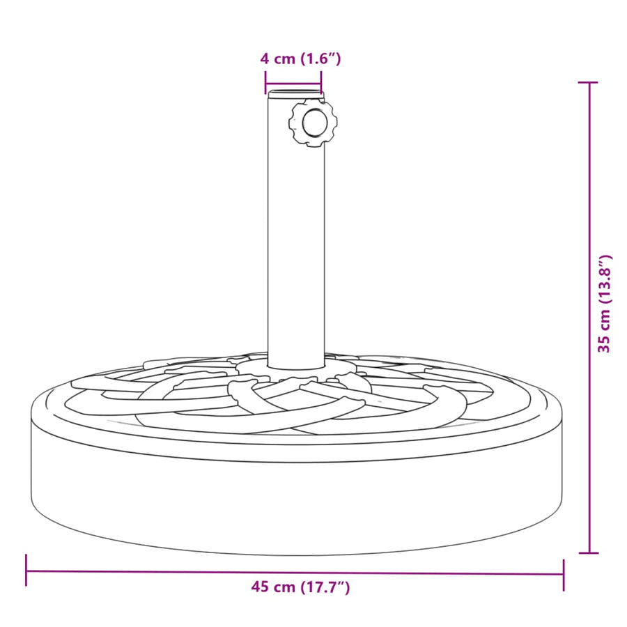 Parasolvoet voor stokken van Ø38 / 48 mm 25 kg rond