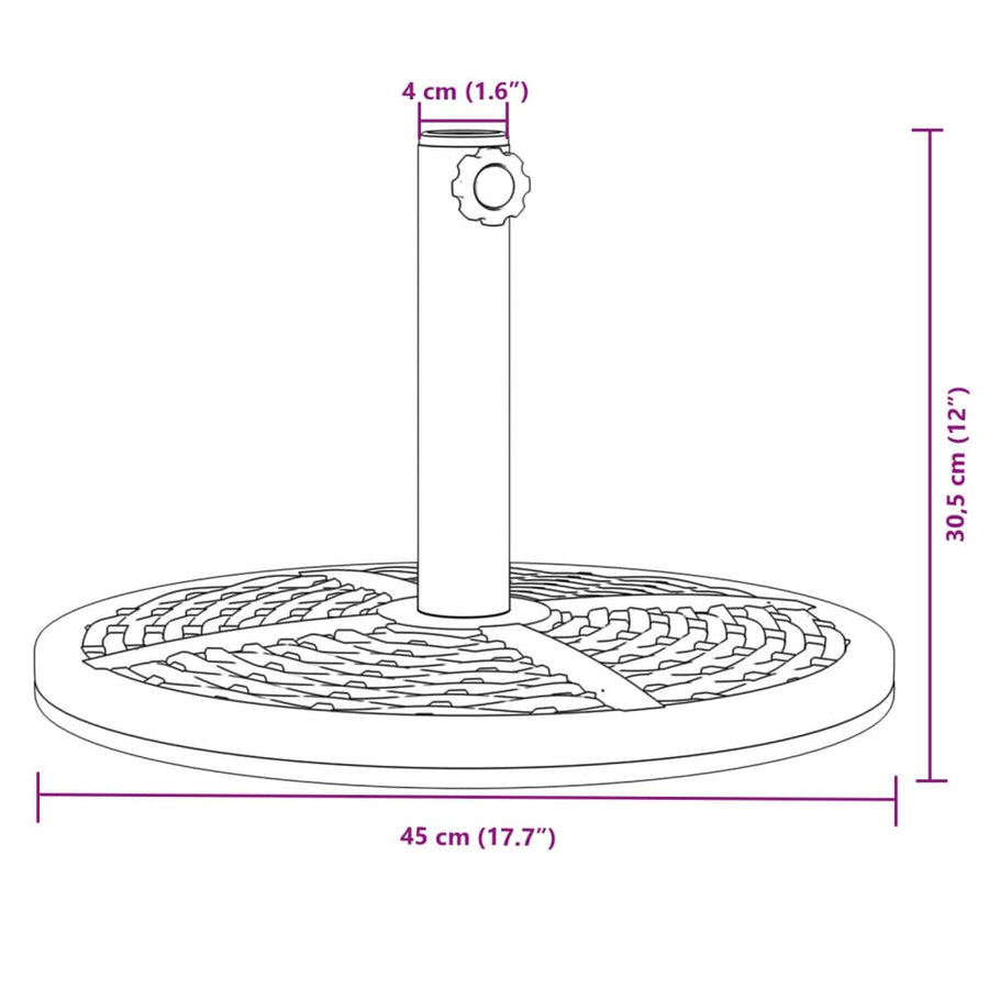 Parasolvoet voor stok van Ø38 / 48 mm 12 kg rond