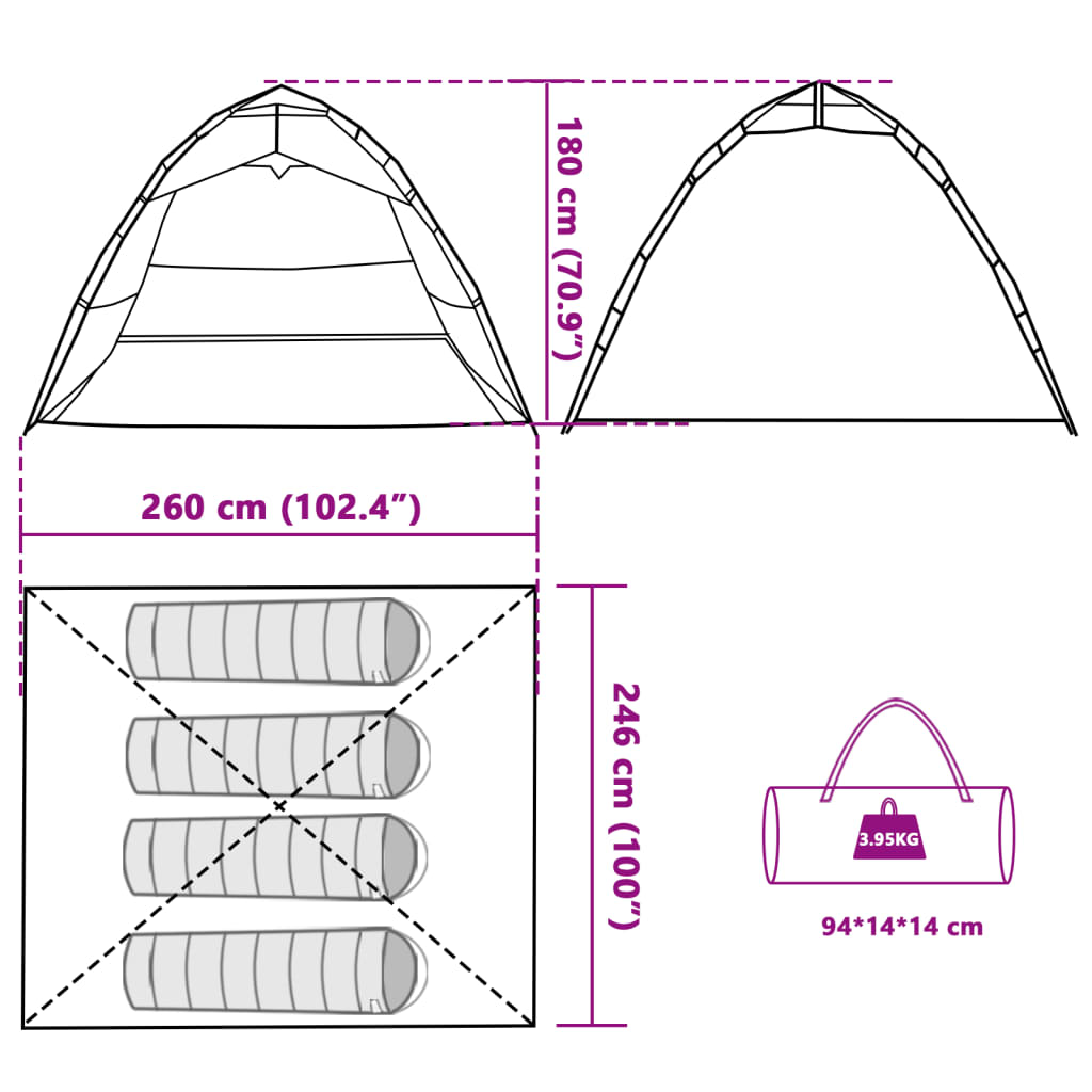 Tent 4-persoons snelontgrendeling camouflage