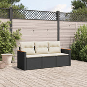 Loungeset 3-delig poly rattan zwart