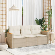 Loungeset 3-delig poly rattan beige