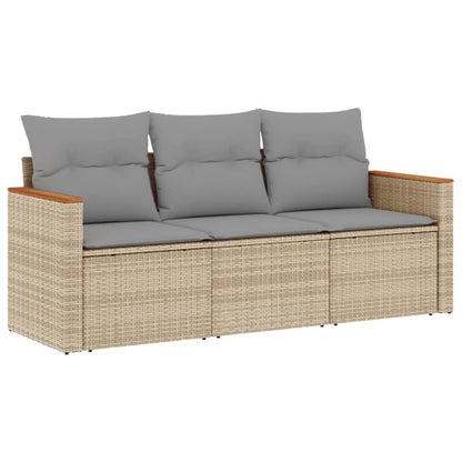 3-Delige Loungeset Met Kussens Poly Rattan Beige