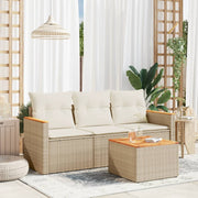 Loungeset 4-delig poly rattan beige