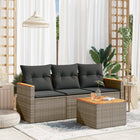 4-Delige Loungeset Met Kussens Poly Rattan Grijs