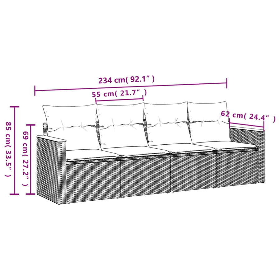 4-Delige Loungeset Met Kussens Poly Rattan Zwart