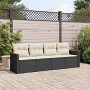Loungeset 4-delig poly rattan zwart