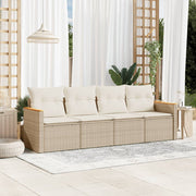 Loungeset 4-delig poly rattan beige