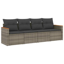 4-Delige Loungeset Met Kussens Poly Rattan Grijs