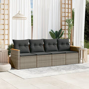 Loungeset 4-delig poly rattan grijs