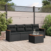 Loungeset 5-delig poly rattan zwart