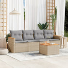 5-Delige Loungeset Met Kussens Poly Rattan Beige