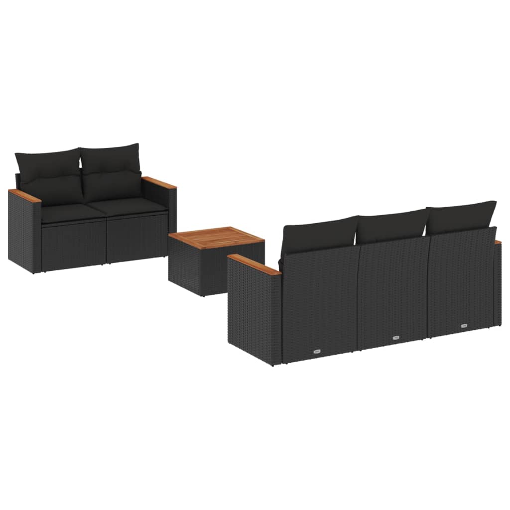 6-Delige Loungeset Met Kussens Poly Rattan Zwart