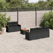 Loungeset 6-delig poly rattan zwart