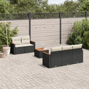 Loungeset 6-delig poly rattan zwart