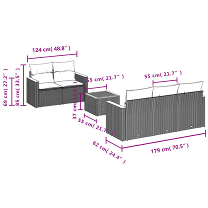 6-Delige Loungeset Met Kussens Poly Rattan Beige