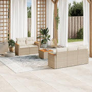 Loungeset 6-delig poly rattan beige