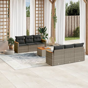 Loungeset 7-delig poly rattan grijs