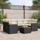 7-Delige Loungeset Met Kussens Poly Rattan Zwart