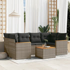 7-piece Lounge Set with Cushions poly rattan grey