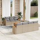 8-Delige Loungeset Met Kussens Poly Rattan Beige