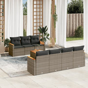 Loungeset 8-delig poly rattan grijs