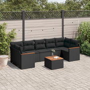 Loungeset 8-delig poly rattan zwart