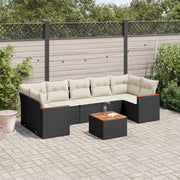Loungeset poly rattan 8-delig zwart