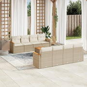 Loungeset 9-delig poly rattan beige