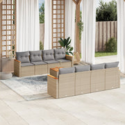 Loungeset 9-delig poly rattan beige