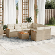 Loungeset 9-delig poly rattan beige