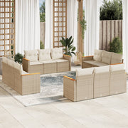 Loungeset 12-delig poly rattan beige