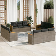 Loungeset 12-delig poly rattan grijs