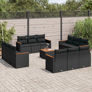 Loungeset 13-delig poly rattan zwart