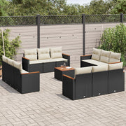 Loungeset 13-delig poly rattan zwart