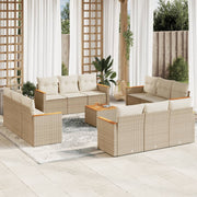 Loungeset 13-delig poly rattan beige