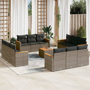 Loungeset 13-delig poly rattan grijs