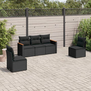 Loungeset 5-delig poly rattan zwart