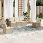 Loungeset 5-delig poly rattan beige