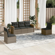 Loungeset 5-delig poly rattan grijs